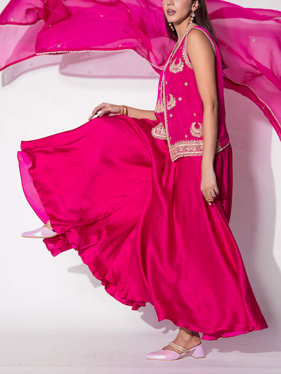 Rani Pink Embroidered Fusion Set