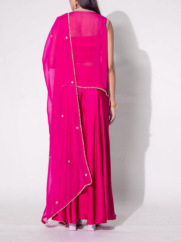 Rani Pink Embroidered Fusion Set