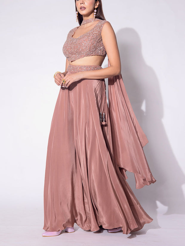 Light Peach Embroidered Fusion set