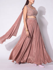 Light Peach Embroidered Fusion set