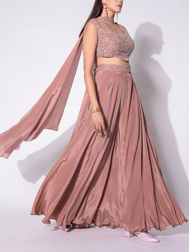 Light Peach Embroidered Fusion set