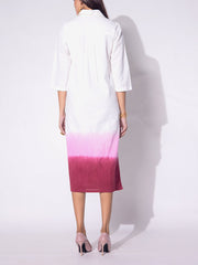 White and Pink Cotton  Ombre Dress