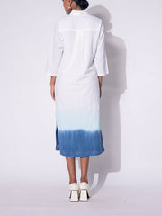 White and Blue Cotton  Ombre Dress