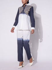 Black and White Embroidered Cotton  Co-ord Set