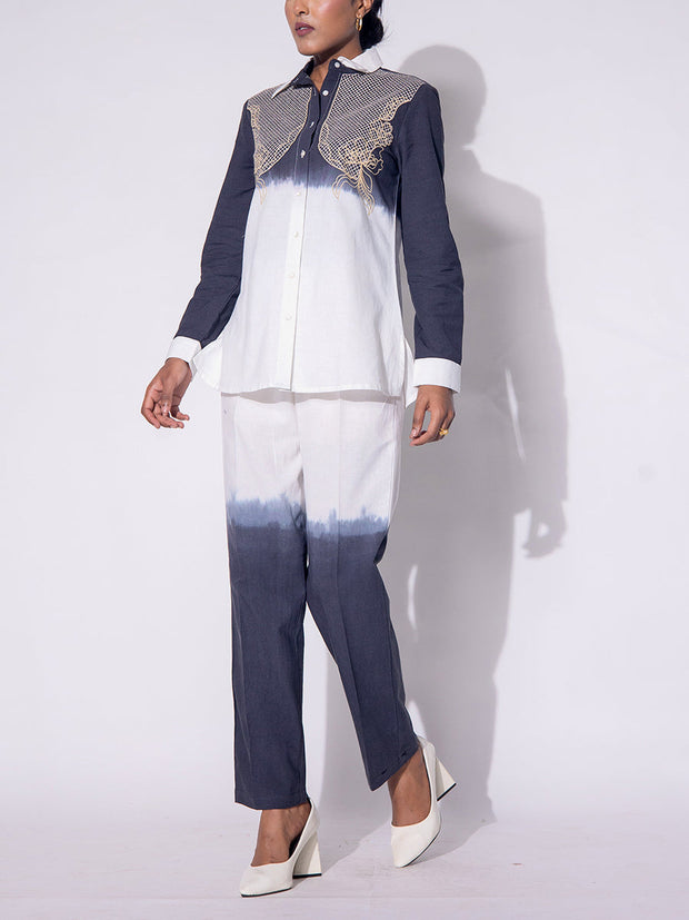 Black and White Embroidered Cotton  Co-ord Set