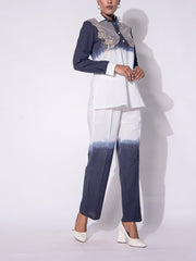 Black and White Embroidered Cotton  Co-ord Set