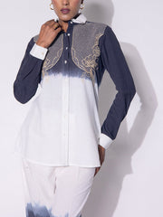 Black and White Embroidered Cotton  Co-ord Set