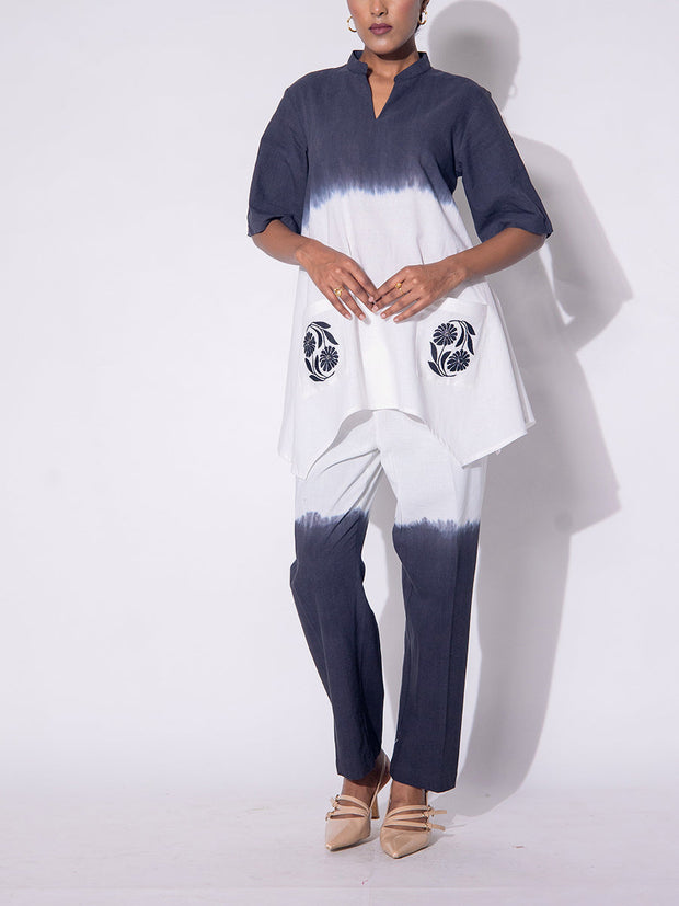 Black and White Embroidered Cotton  Co-ord Set