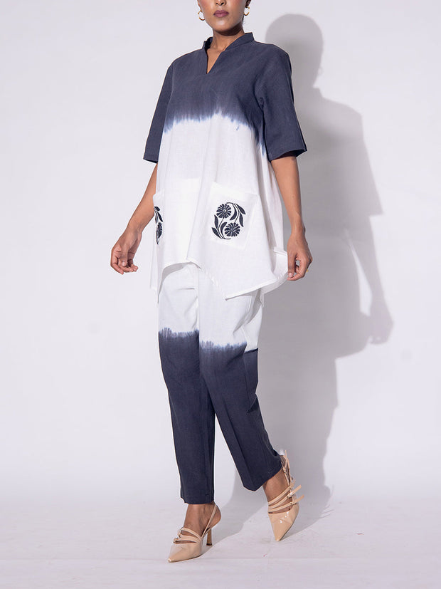 Black and White Embroidered Cotton  Co-ord Set