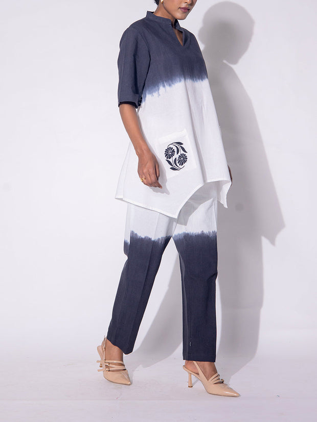 Black and White Embroidered Cotton  Co-ord Set