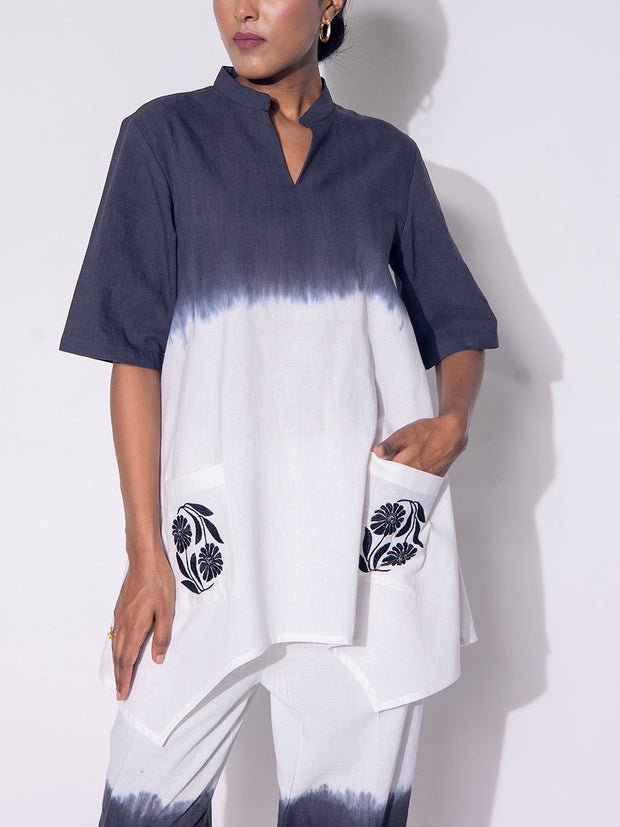 Black and White Embroidered Cotton  Co-ord Set