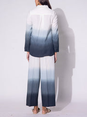 White & Grey Ombre Embroidered Cotton Co-ord Set
