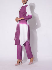White and Purple Shaded Cotton Dress