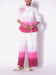 White and Pink Ombre Cotton  Co-ord Set