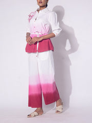 White and Pink Ombre Cotton  Co-ord Set