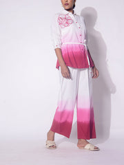 White and Pink Ombre Cotton  Co-ord Set