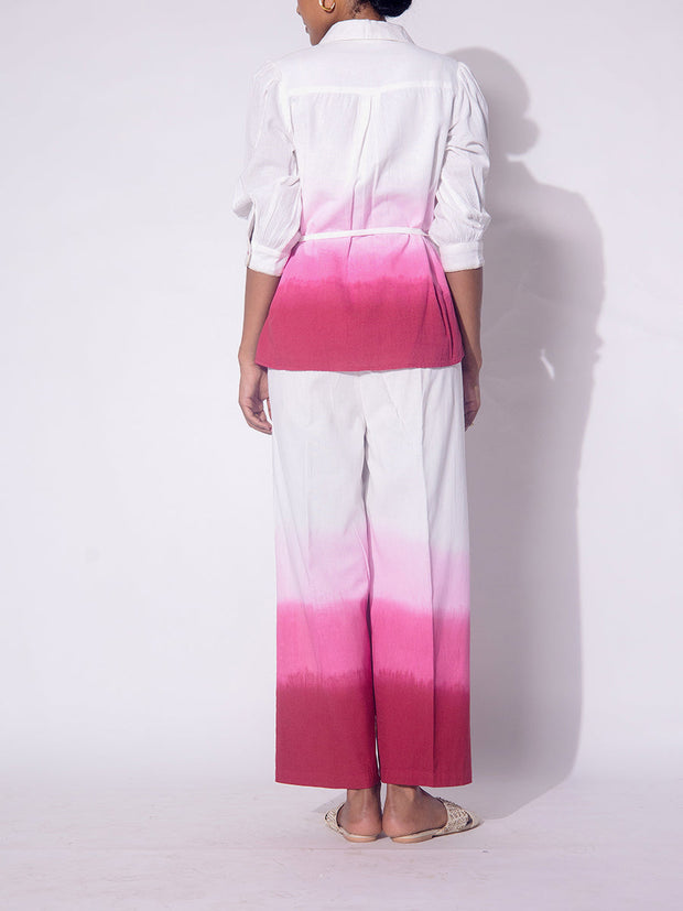 White and Pink Ombre Cotton  Co-ord Set