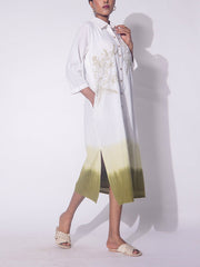 White and Green Ombre Cotton Dress