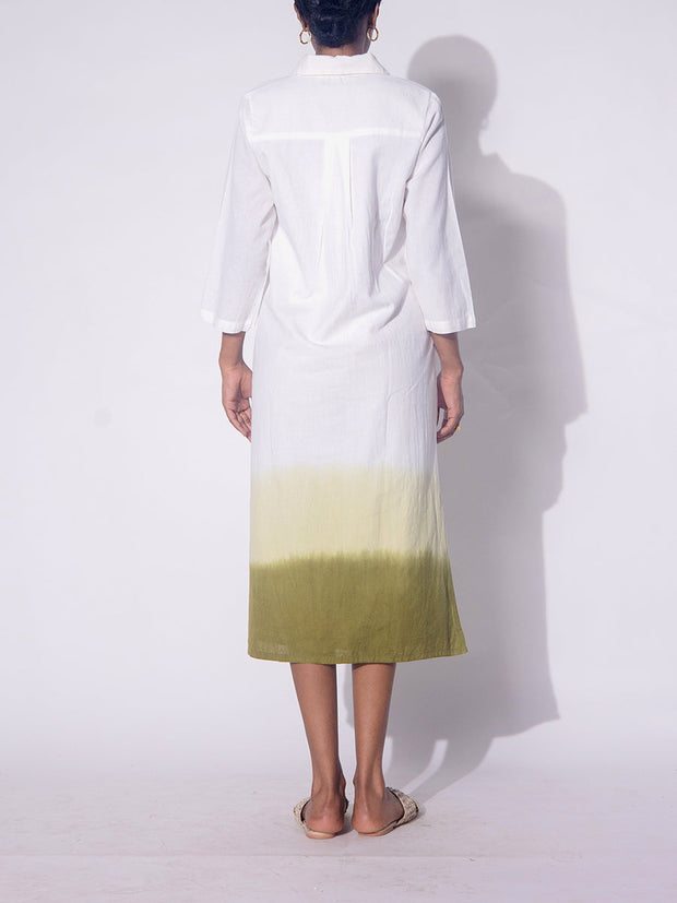 White and Green Ombre Cotton Dress