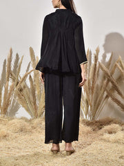 Black Embroidered Tunic and Palazzo Set