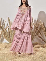 Pink Embroidered Tunic and Sharara Set