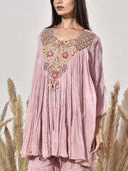 Pink Embroidered Tunic and Sharara Set