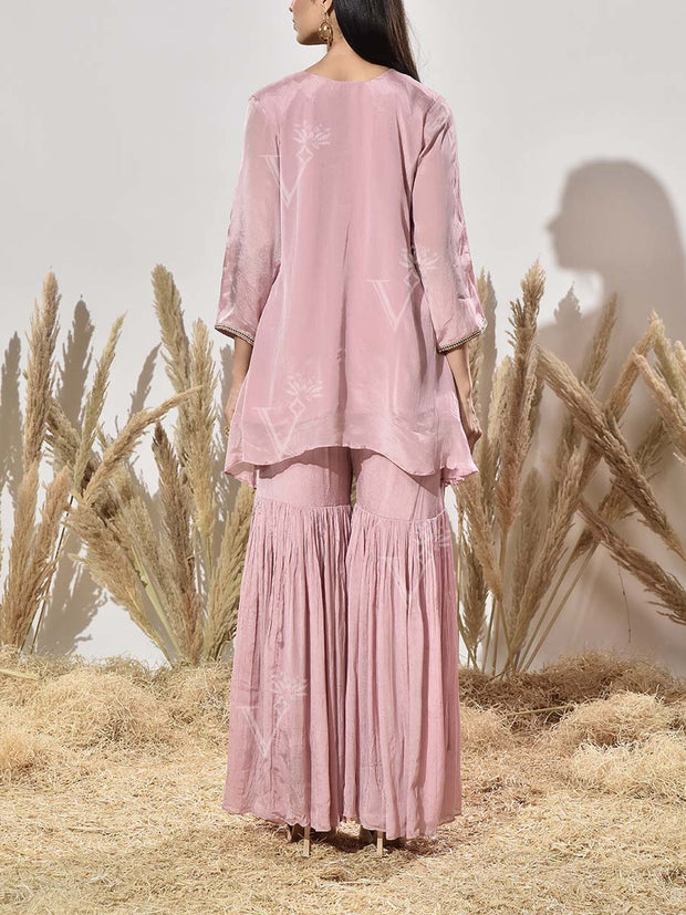 Pink Embroidered Tunic and Sharara Set