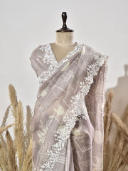 Grey Organza Saree