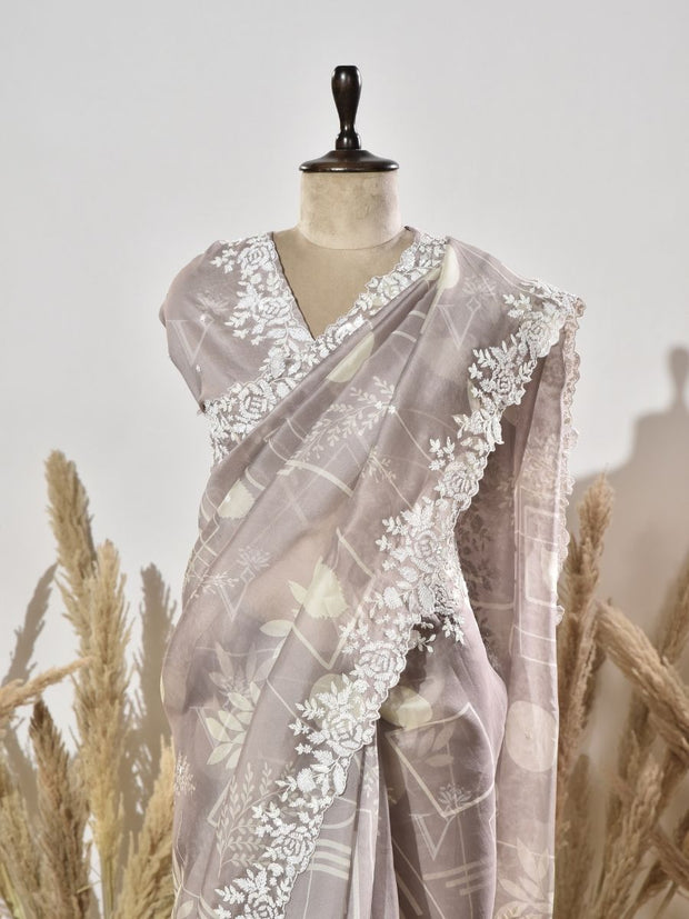 Grey Organza Saree