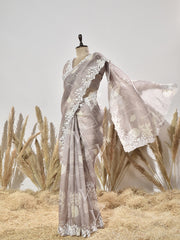 Grey Organza Saree