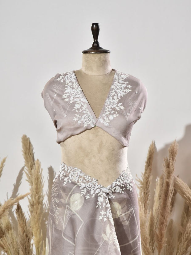 Grey Organza Saree