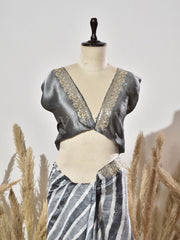 Grey Gota Patti Leheriya Saree