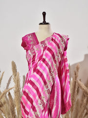 Pink Leheriya Saree