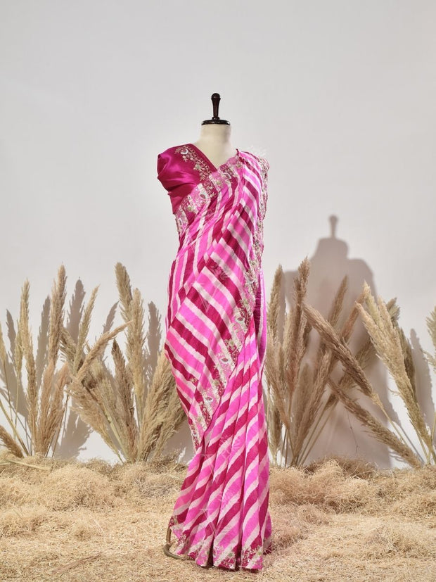 Pink Leheriya Saree