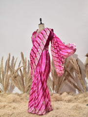 Pink Tussar Silk  Leheriya Saree