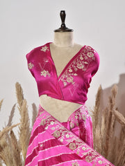Pink Tussar Silk  Leheriya Saree