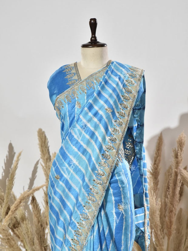 Blue Leheriya Saree