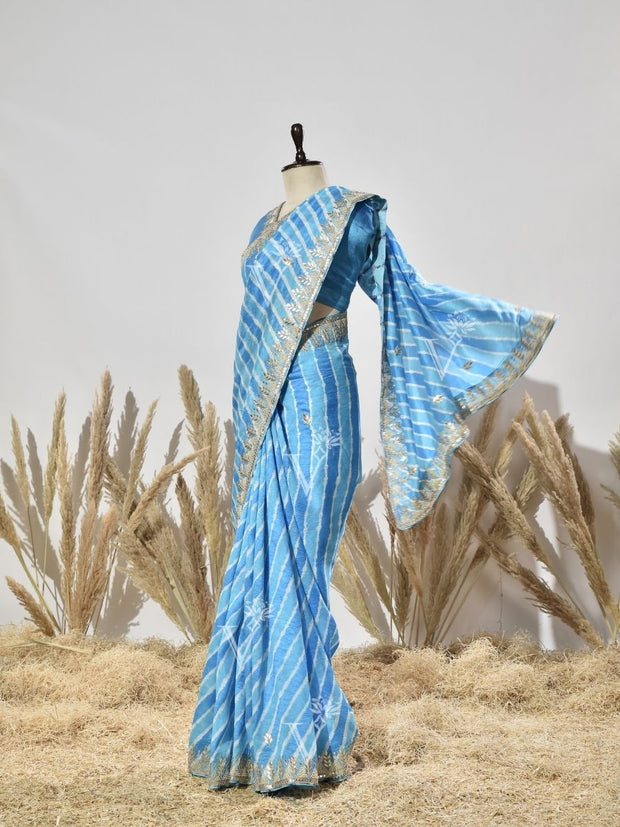 Blue Leheriya Saree