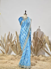 Blue Leheriya Saree