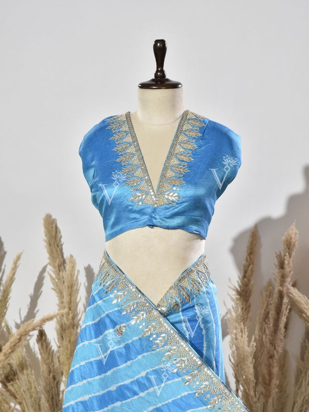 Blue Leheriya Saree