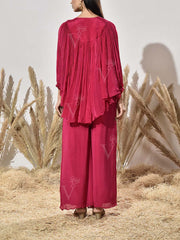 Pink Embroidered Cape and Palazzo Set