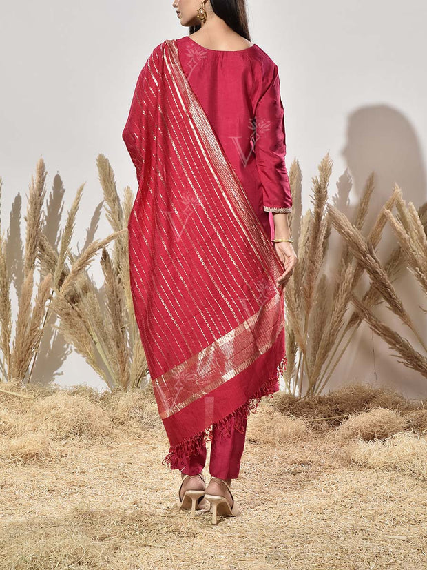 Pink Embroidered Suit Set
