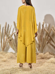 Yello Red Embroidered Cape and Palazzo Set