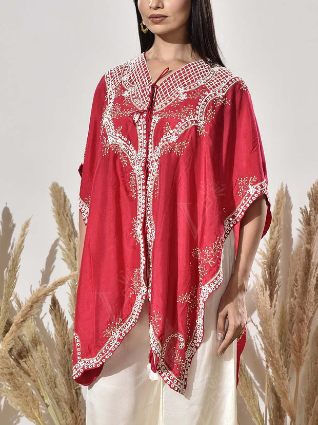 Pink Embroidered Jacket with Pant Set