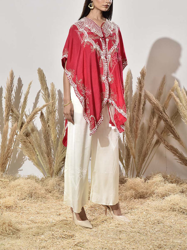 Pink Embroidered Jacket with Pant Set