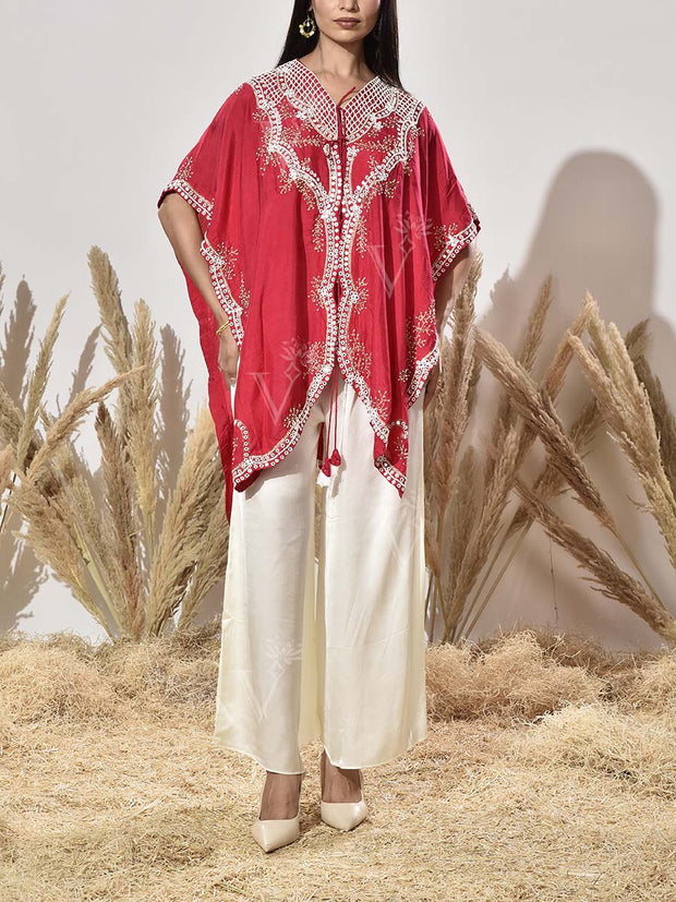 Pink Embroidered Jacket with Pant Set