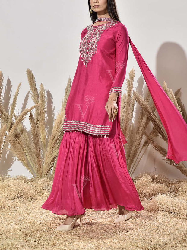 Pink Embroidered Suit Set