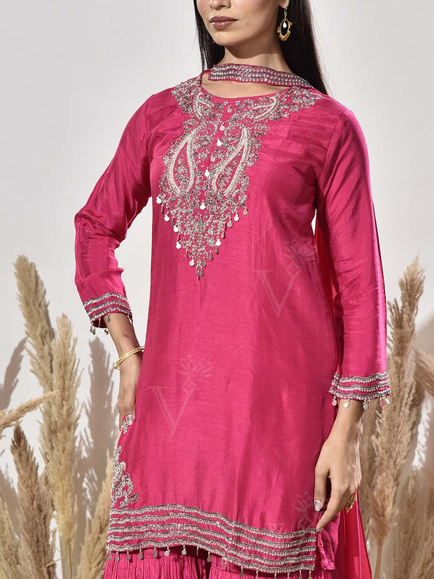 Pink Embroidered Suit Set