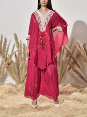 Pink Embroidered Cape and Palazzo Set
