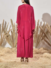 Pink Embroidered Cape and Palazzo Set